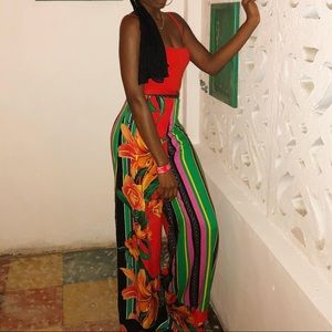 Floral wide leg pants